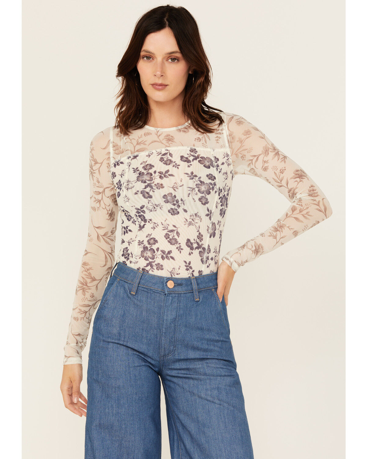 Image #2 - Free People Women's Betty's Garden Long Sleeve Top, Natural, hi-res