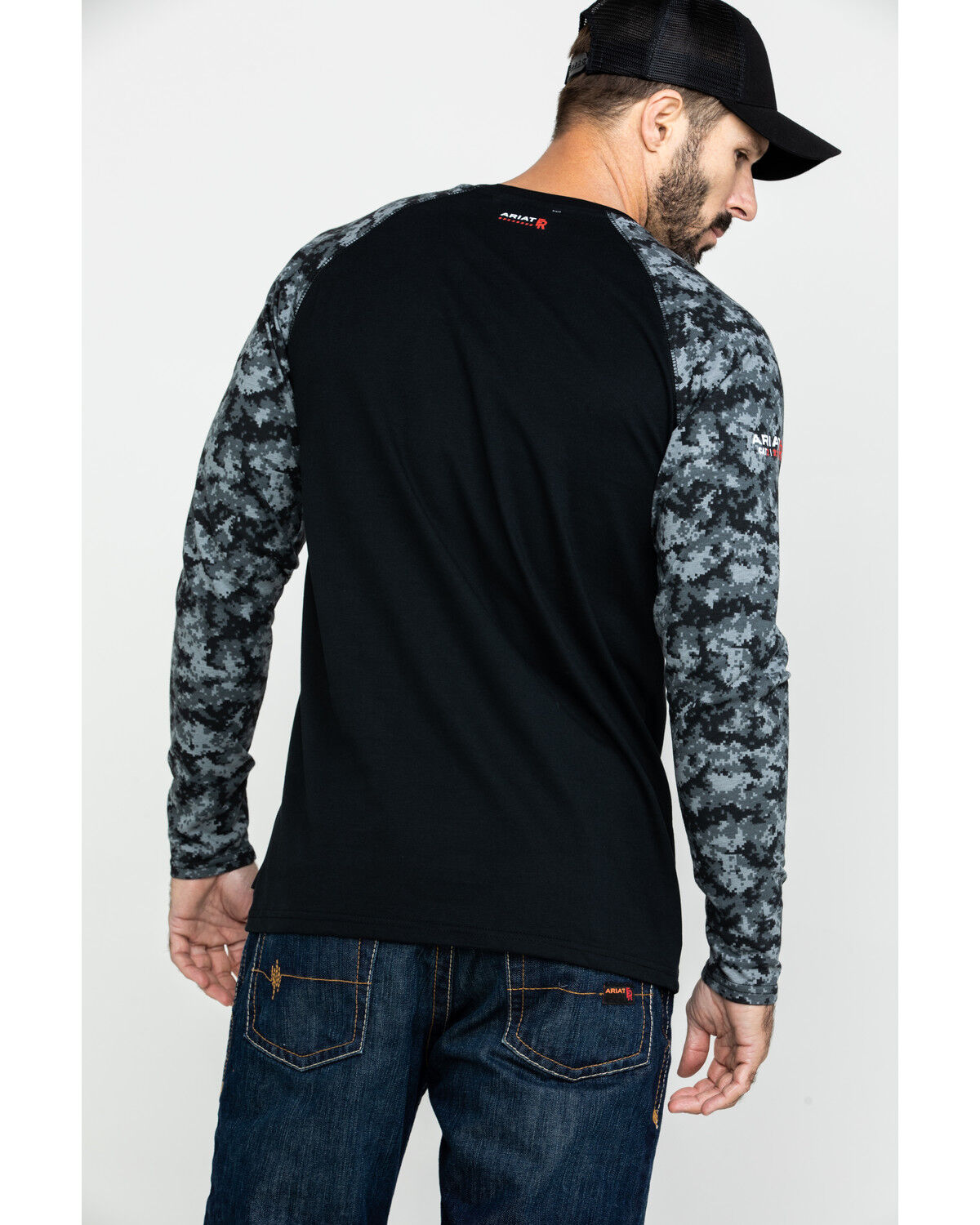 Image #2 - Ariat Men's Camo FR Baseball Long Sleeve Work Shirt, Camouflage, hi-res