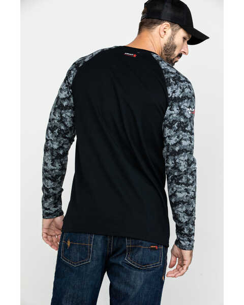 Ariat Men's Camo FR Baseball Long Sleeve Work Shirt , Camouflage, hi-res