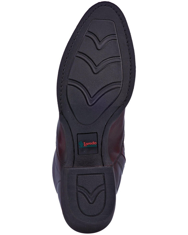 Laredo Men's Antique Black Cherry Side Zipper Western Boots Round Toe