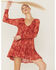 Image #4 - Beyond The Radar Women's Red Long Sleeve Knit Mini Dress, Red, hi-res