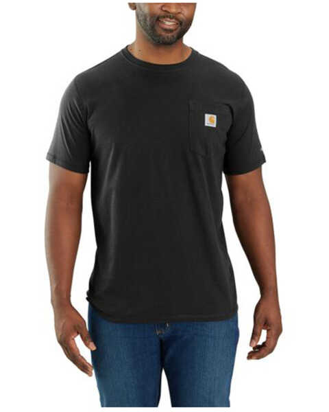 Image #1 - Carhartt Men's Force Relaxed Midweight Logo Pocket Short Sleeve Work T-Shirt - Tall, Black, hi-res