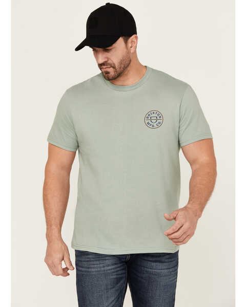 Brixton Men's Crest Logo Short Sleeve Graphic T-Shirt , Sage, hi-res