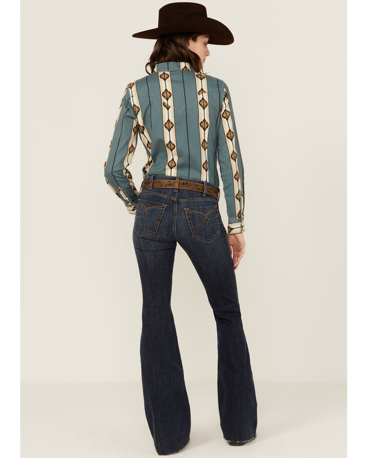 Image #1 - Ariat Women's Kallie Dark Wash Perfect Rise Flare Stretch Denim Jeans, Dark Wash, hi-res