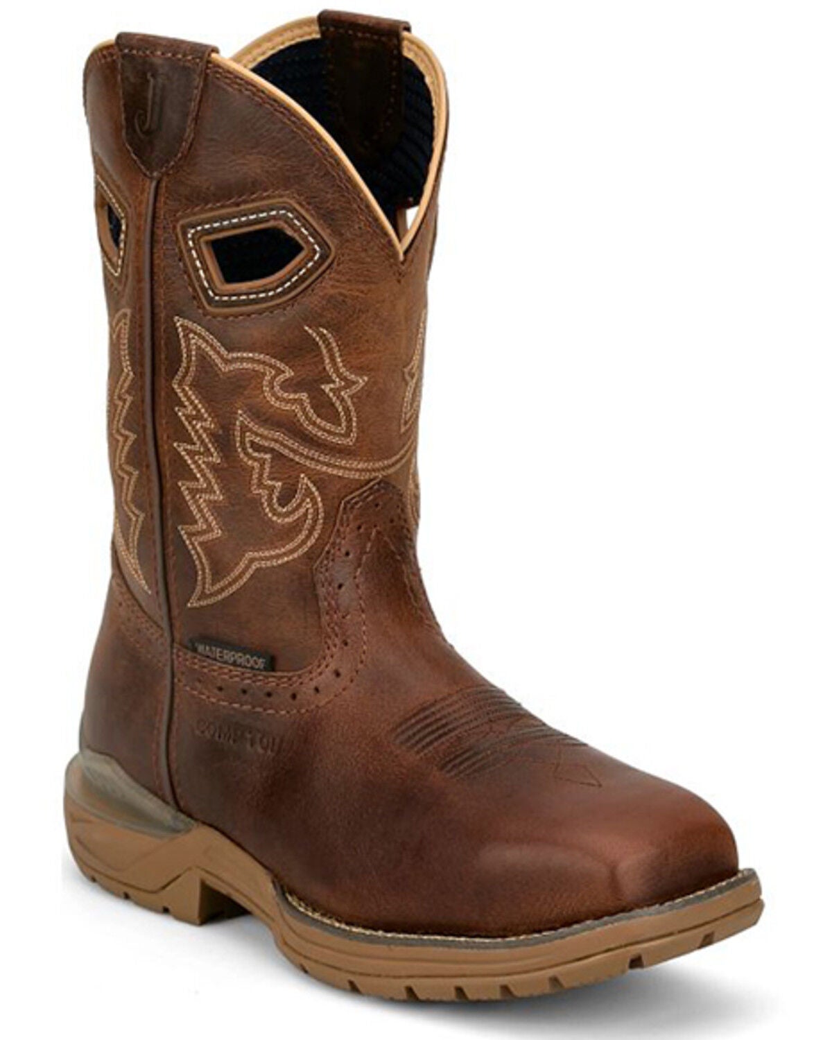 Image #1 - Justin Men's 11" Warhawk Oil Patch Waterproof Work Boots - Nano Composite Toe, Tan, hi-res