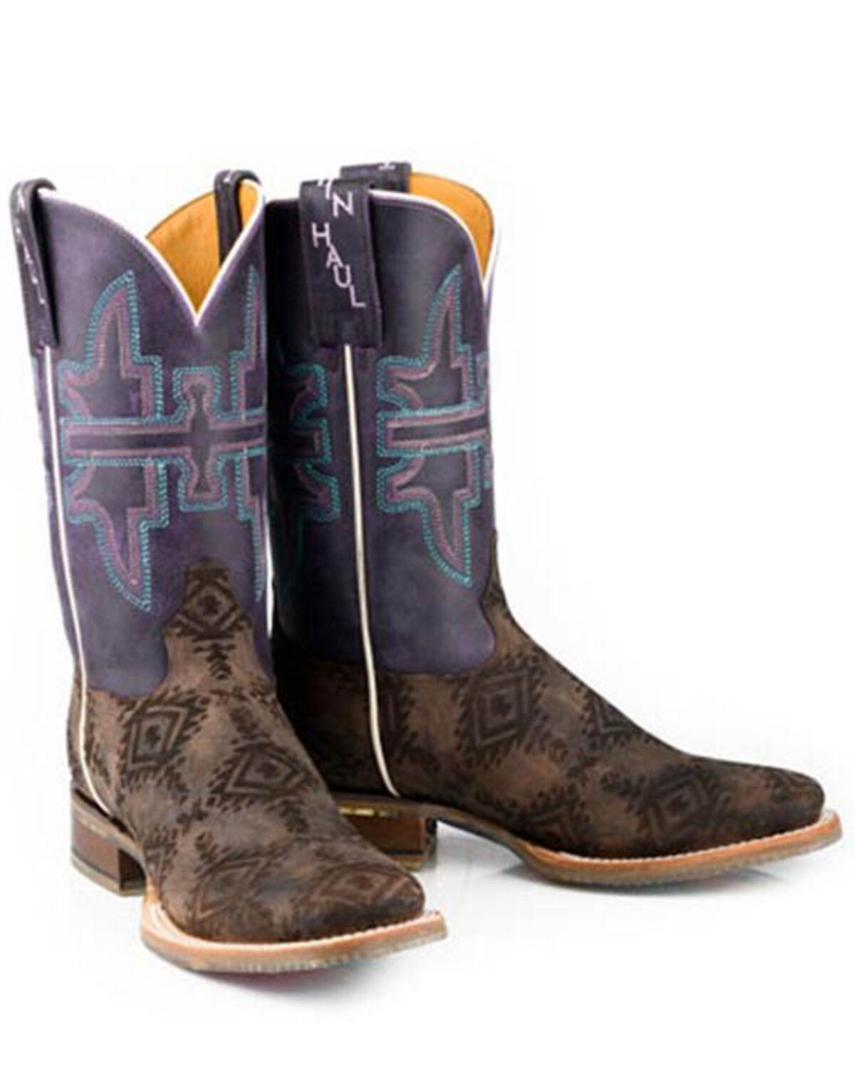 Tin Haul Women's Sizzling Aztec Western Boots - Broad Square Toe, Brown, hi-res
