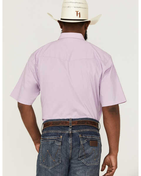 Image #4 - Resistol Men's Beneferd Solid Short Sleeve Button Down Western Shirt , Purple, hi-res