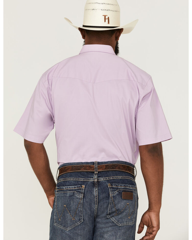 Reisistol Men's Beneferd Solid Short Sleeve Button-Down Western Shirt , Purple, hi-res