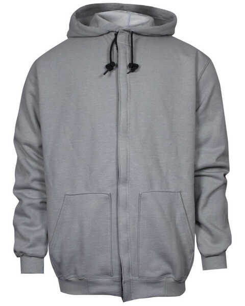 Image #1 - National Safety Apparel Men's FR Heavyweight Zip Front Hooded Work Sweatshirt - Tall, Grey, hi-res