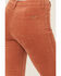 Rock & Roll Denim Women's High Rise Corduroy Button Bargain Bell Flare Jeans, Rust Copper, hi-res