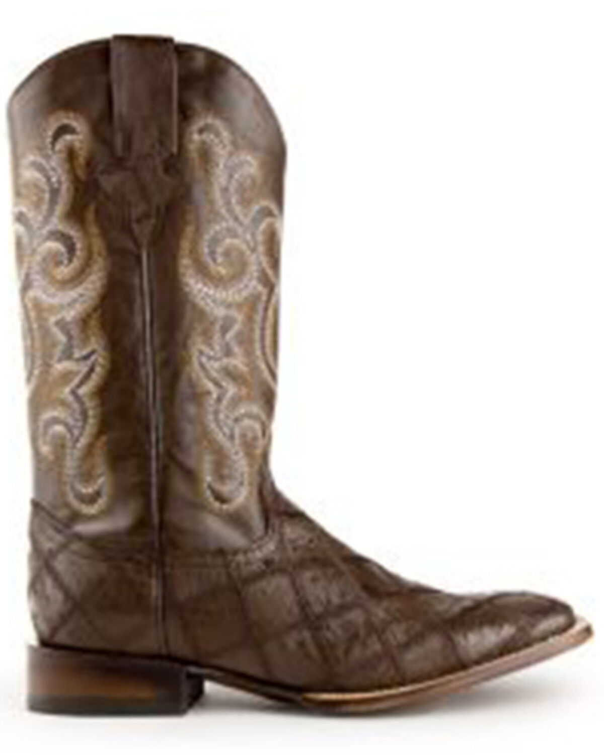 Image #3 - Ferrini Men's Ostrich Patchwork Exotic Western Boots - Broad Square Toe, Chocolate, hi-res