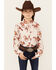 Image #1 - Panhandle Girls' Horse Print Fringe Long Sleeve Snap Western Shirt, , hi-res