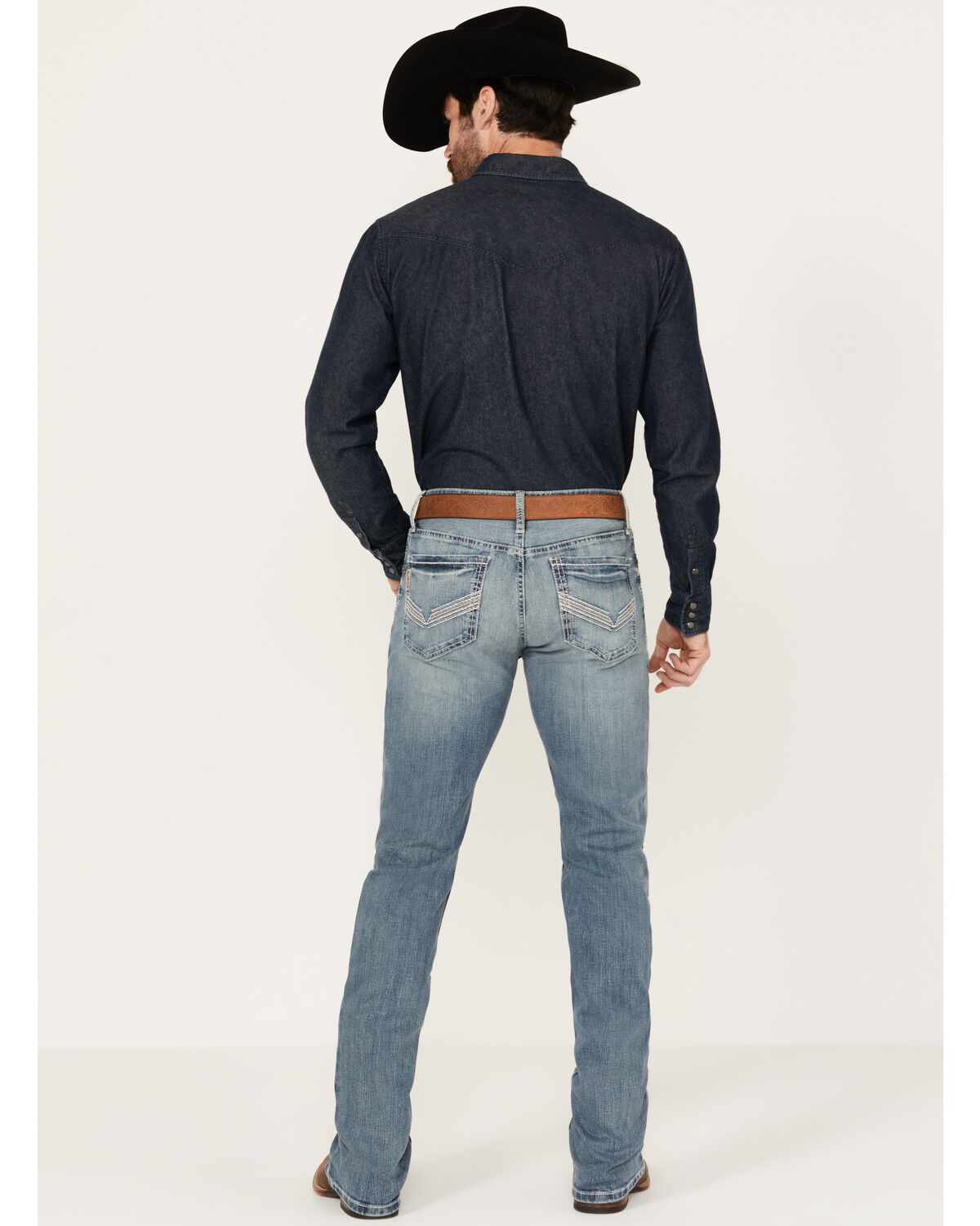 Image #3 - Cinch Men's Ian Light Stonewash Slim Bootcut Performance Stretch Jeans, Light Wash, hi-res