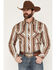 Image #1 - Rock & Roll Denim Men's Striped Long Sleeve Snap Stretch Western Shirt, Brown, hi-res