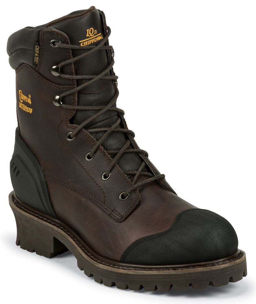 Chippewa Waterproof 8" Lace-Up Logger Boots - Composite Toe, Chocolate, hi-res