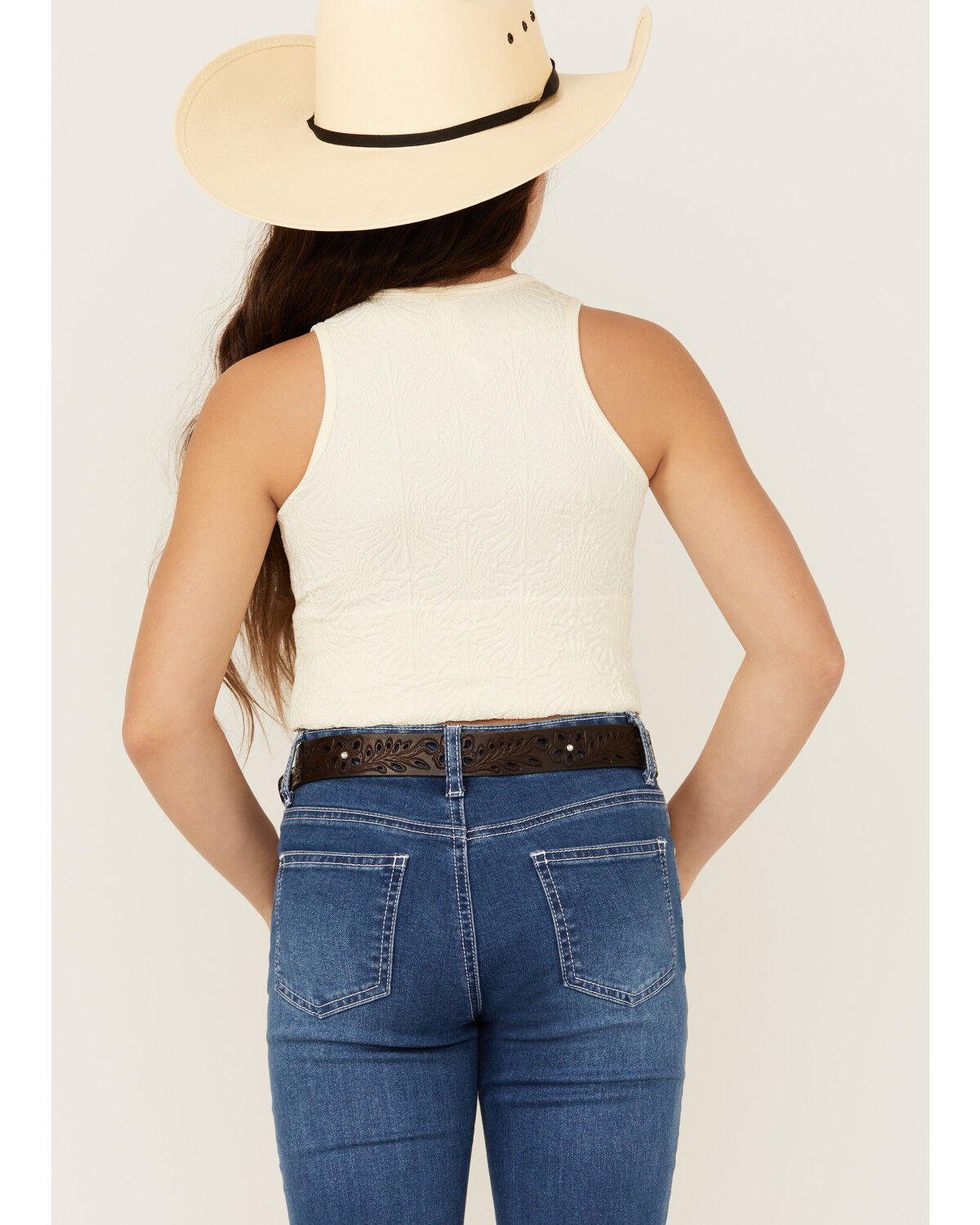Image #4 - Fornia Girls' Floral High Neck Tank Top, White, hi-res