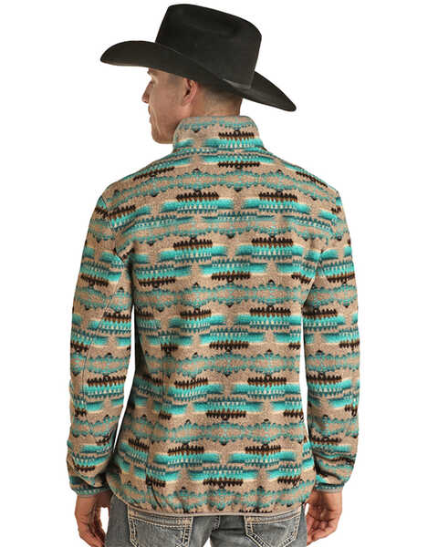 Image #2 - Panhandle Men's Southwestern Print Berber Pullover , Teal, hi-res