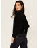 Image #4 - Idyllwind Women's Fate Faux Suede Fringe Long Sleeve Button-Down Tie-Front Shirt, Black, hi-res