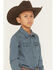 Image #2 - Cody James Boys' Bourbon Geo Print Long Sleeve Pearl Snap Western Shirt, Navy, hi-res