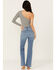 Image #3 - Sneak Peek Women's Medium Wash High Rise Exposed Button-Fly Stretch Bootcut Jeans, Medium Wash, hi-res