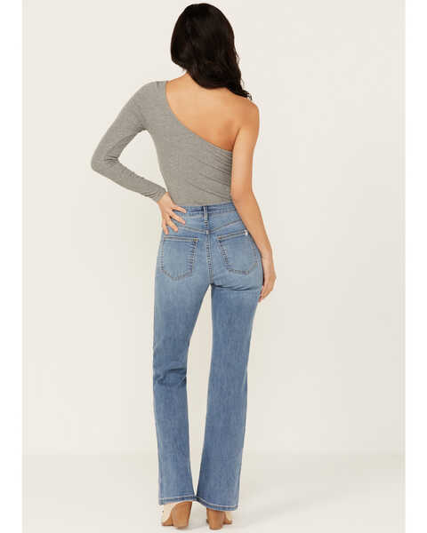 Image #3 - Sneak Peek Women's Medium Wash High Rise Exposed Button-Fly Stretch Bootcut Jeans , Medium Wash, hi-res