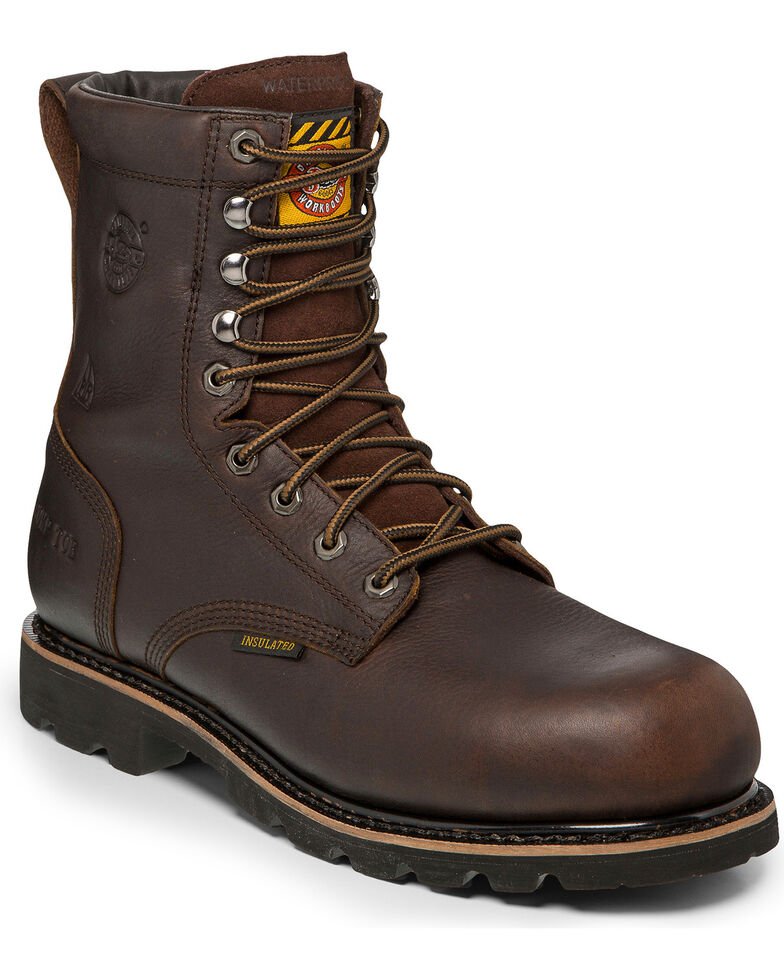  Justin Men's Miner Waterproof Insulated Lace-Up Work Boots - Composite Toe, Brown, hi-res