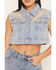 Image #3 - Azalea Wang Women's Adalyn Pearl Embellished Cropped Trucker Vest, Medium Wash, hi-res