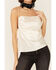 Image #2 - Lush Women's Pattern Satin Side Cinch Cami Top, Ivory, hi-res