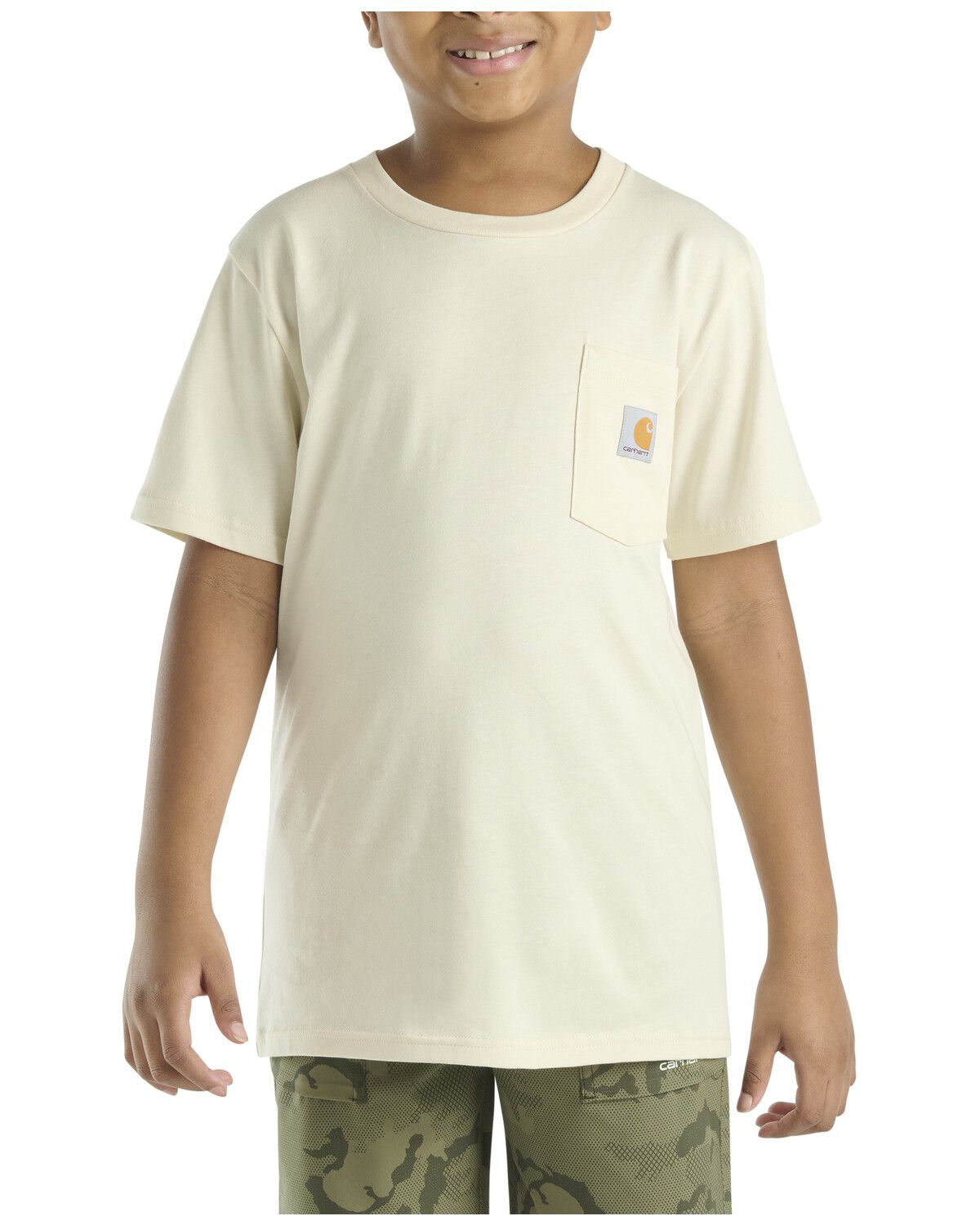 Image #3 - Carhartt Boys' Camo Logo Short Sleeve Pocket T-Shirt, Cream, hi-res