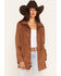 Image #1 - Ariat Women's Ally Long Sleeve Faux Suede Oversized Shacket, Brown, hi-res