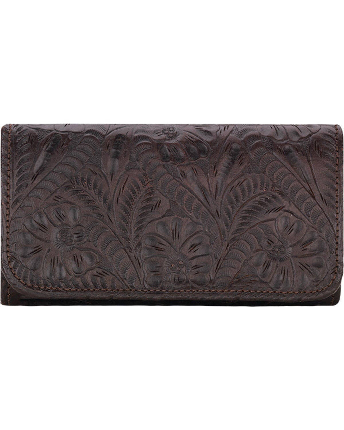 American West Women's Chocolate Annie's Secret Tri-Fold Wallet, Chocolate, hi-res