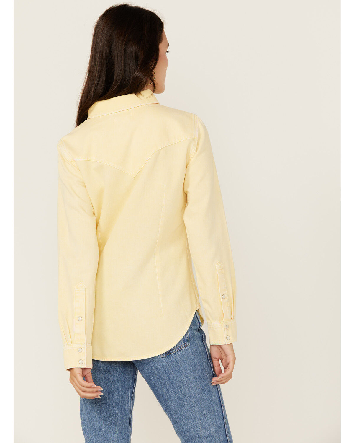 Image #4 - Wrangler Retro Women's Solid Long Sleeve Snap Western Shirt, Yellow, hi-res