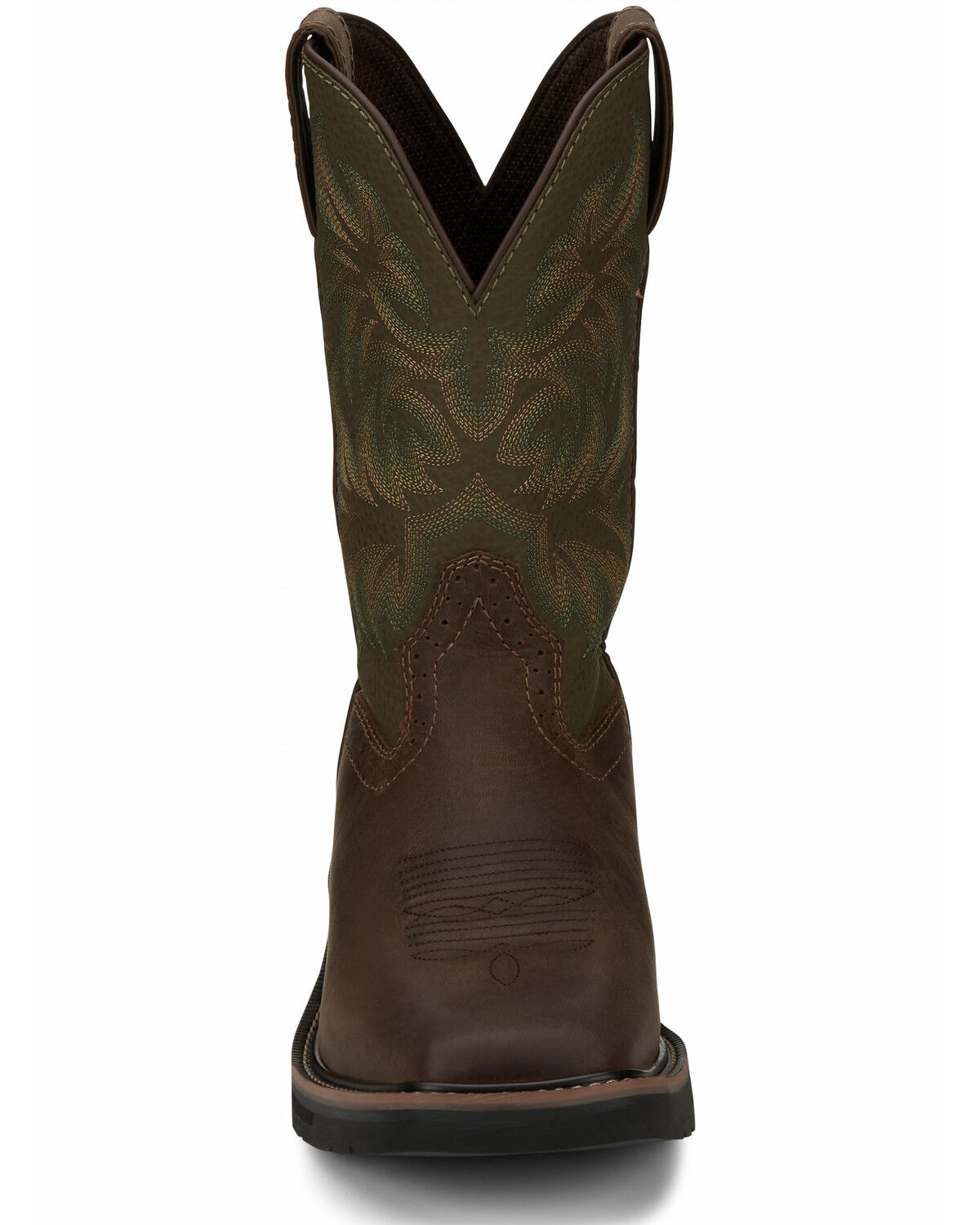 Image #5 - Justin Men's Driller Western Work Boots - Soft Toe, Dark Brown, hi-res