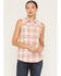 Image #2 - Idyllwind Women's Clementine Dobby Plaid Print Sleeveless Snap Western Shirt, Cream, hi-res