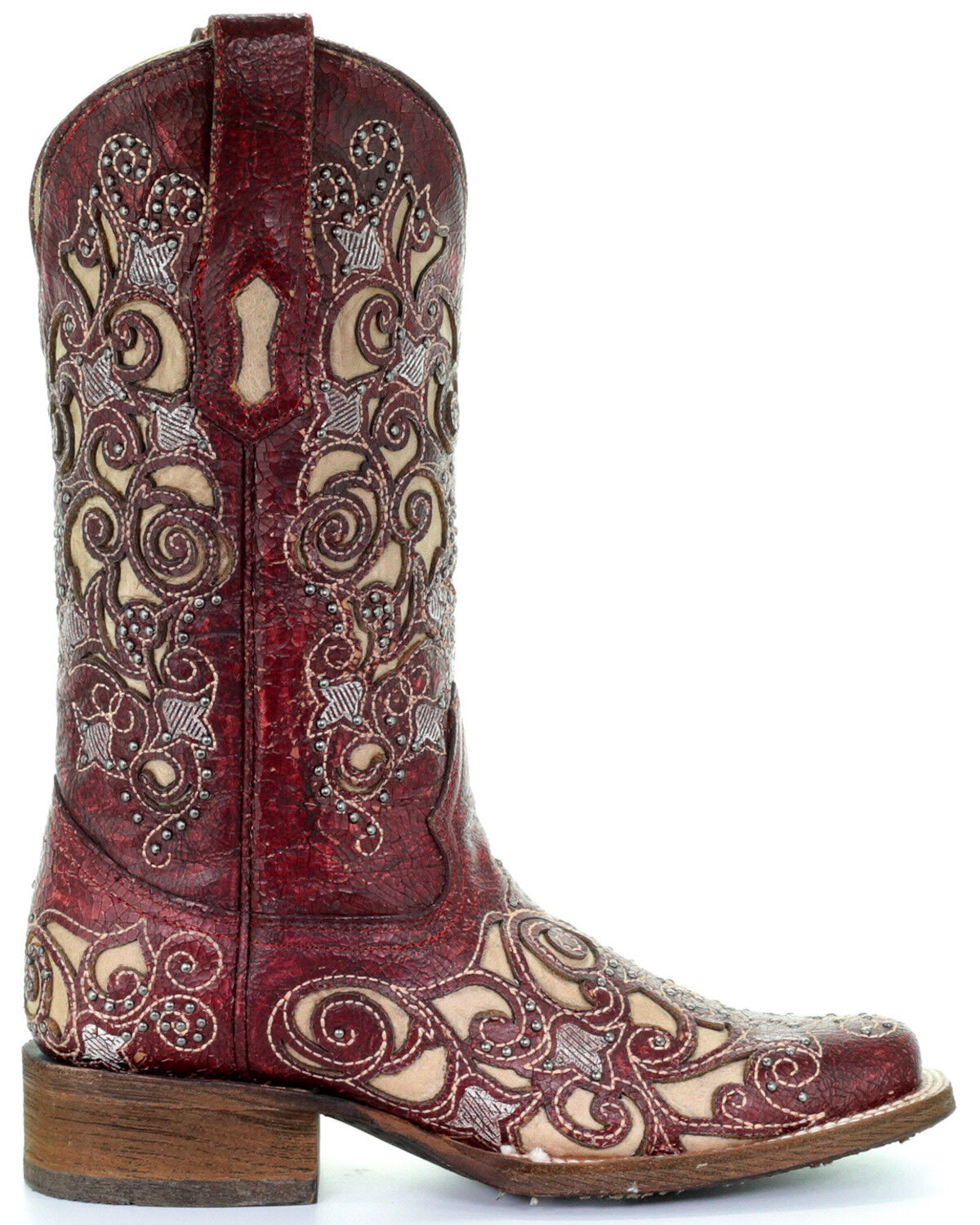 womens red square toe cowboy boots
