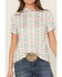 Image #3 - Cinch Women's Southwestern Print Short Sleeve Button-Down Polo, White, hi-res