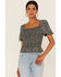 Image #3 - Beyond The Radar Women's Ditsy Floral Print Smocked Shirt, Black, hi-res