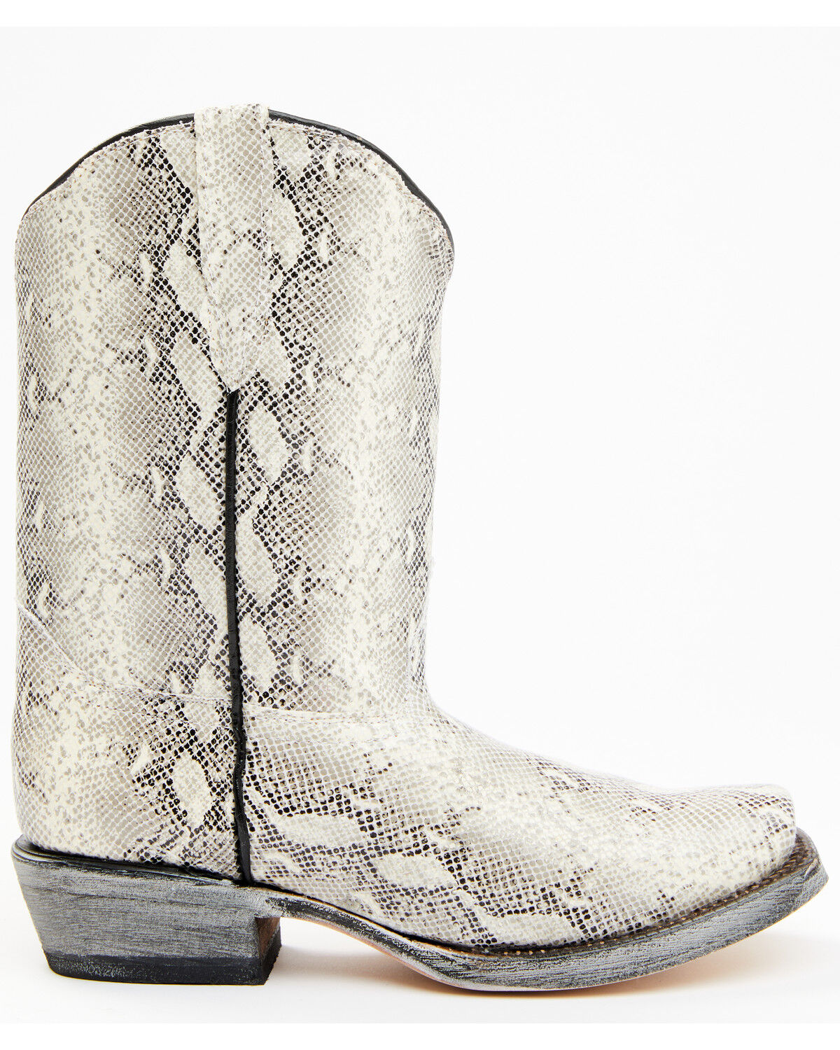 Image #2 - Tanner Mark Girls' Python Print Western Boots - Square Toe, Black/white, hi-res