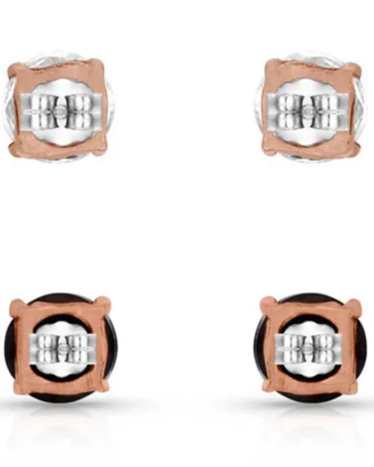 Image #2 - Montana Silversmiths Women's Opposites Attract Double Crystal Post Earring Set - 2 Piece, Silver, hi-res