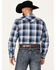 Image #4 - Roper Men's Plaid Print Embroidered Long Sleeve Snap Western Shirt, Blue, hi-res