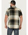 Image #4 - Brothers and Sons Men's Tooele Plaid Print Short Sleeve Button Down Western Shirt , Dark Grey, hi-res