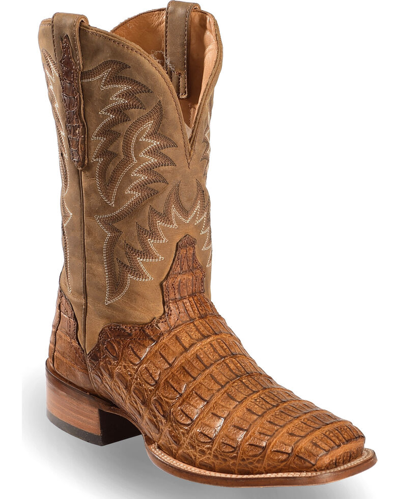 El Dorado Men's Handmade Caiman Stockman Boots - Square Toe, Brown, hi-res