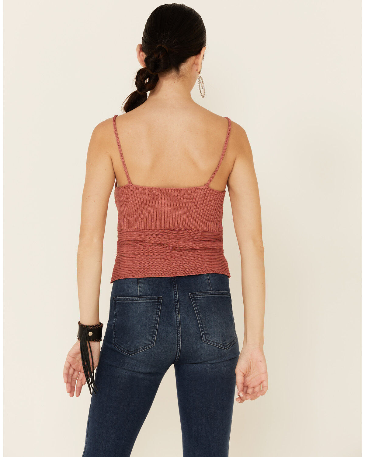 Image #4 - Mystree Women's Sweater-Knit Lace-Up Cami, Coral, hi-res