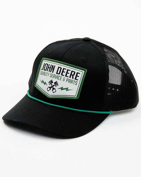 Image #1 - John Deere Men's Twill Mesh Back Trucker Cap , Black, hi-res
