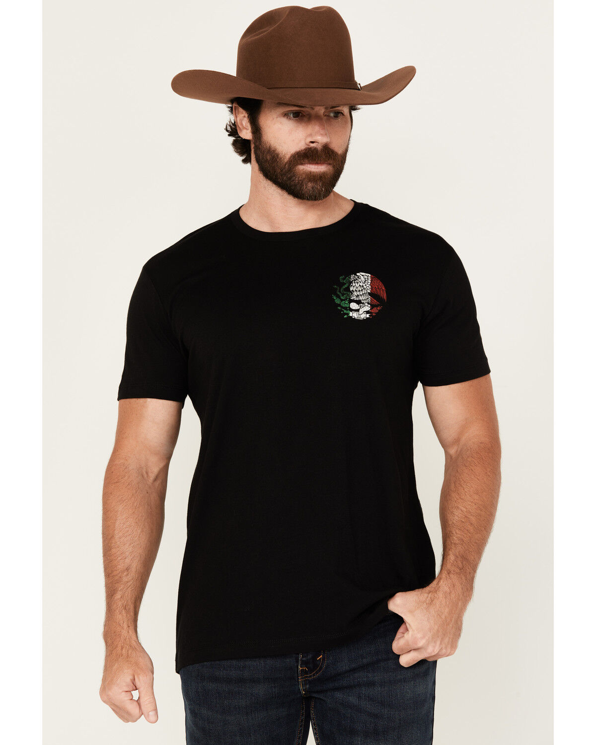 Image #2 - Moonshine Spirit Men's Eagle Skull Mexico Short Sleeve Graphic T-Shirt, Black, hi-res