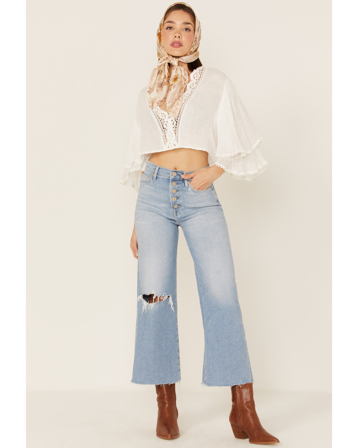 Image #1 - 7 For All Mankind Women's Luxe Vintage Cropped Jo Trouser Flare Jeans, Blue, hi-res