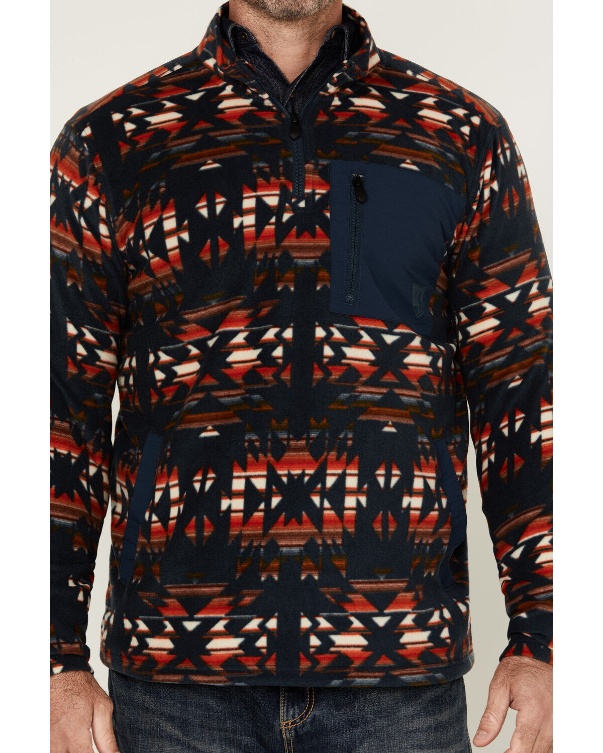 Image #3 - RANK 45® Men's Winston Southwestern Print 1/4 Zip Pullover, Dark Teal, hi-res
