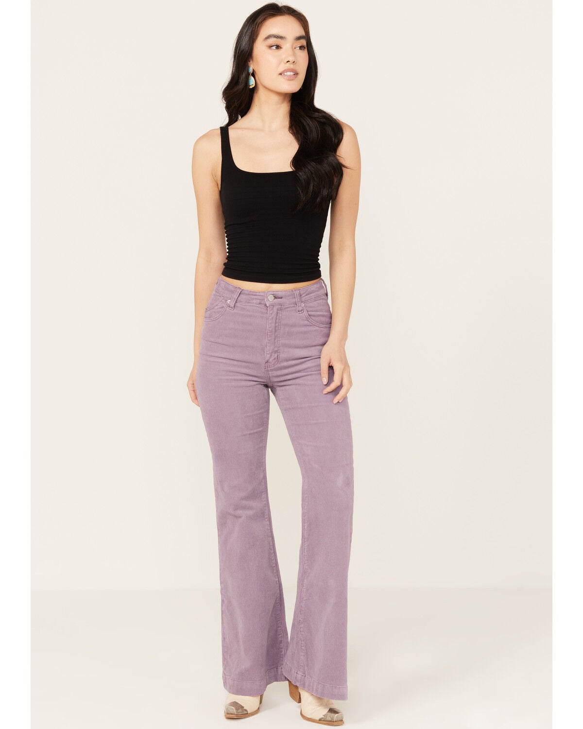 Rolla's Women's East Coast High Rise Corduroy Flare Pants, Light Purple, hi-res