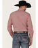 Image #4 - Cinch Men's Modern Fit Floral Diamond Geo Print Long Sleeve Snap Western Shirt , Red, hi-res