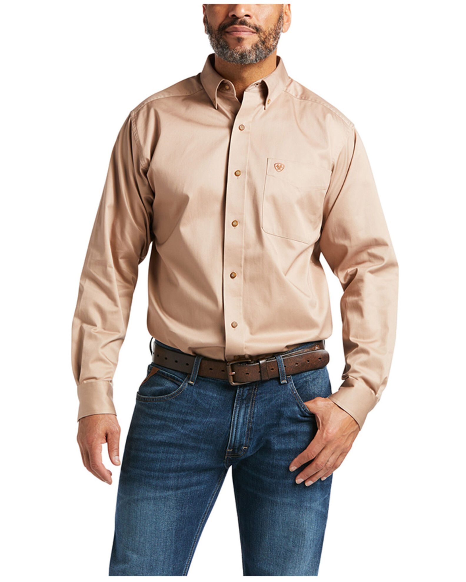 Ariat Twill Long Sleeve Shirt for Men Khaki S
